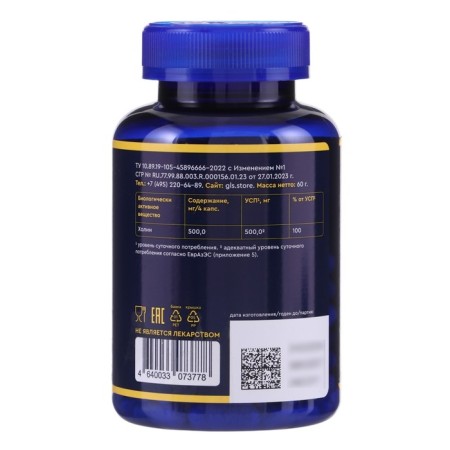 Choline GLS for brain and weight loss, 120 capsules of 400 mg-1