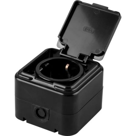 1-seater socket with grounding contact, with a lid, 250V, 16A, IP44, PST16-21-44 (Ra 16-21 1022741