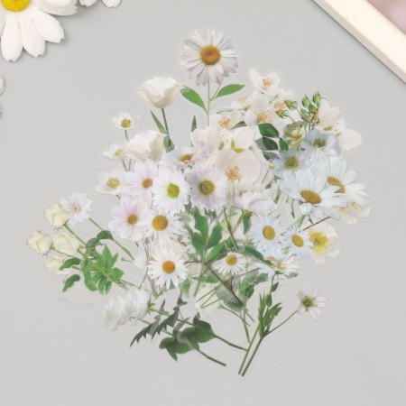 Plastic stickers "Flight flowers. White" set 40 pcs 15x8 cm-1