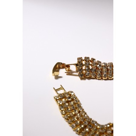 Bracelet with rhinestones "shine" four rows, white color in gold, 18 cm-2