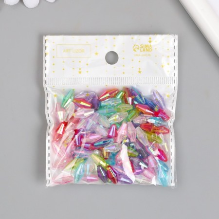 Beads for creativity Plastic "Rhombus Crystal Holography" set 20 grams mix 0.6x0.6x1.2 cm-3