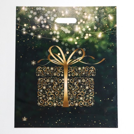 Golden Gift package, polyethylene with a cut pen, 47.5 x 39 cm, 60 μm