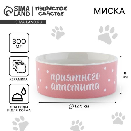 Ceramic bowl of "pleasant appetite", 300 ml, for cats and dogs
