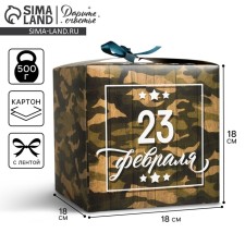Gift folding box, packaging, “February 23”, 18 x 18 x 18 cm