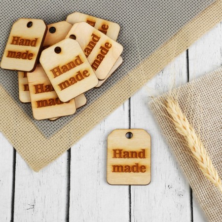 Wood patch "Hand Made", 3.5 × 4.5 cm