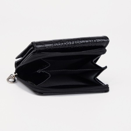 Women's wallet on the button, black color-4