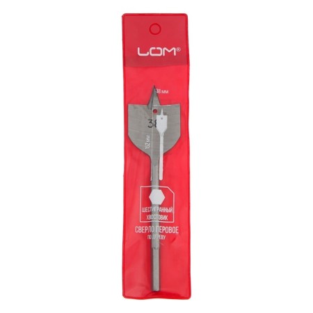 Drill on wooder scrap, hexagonal shank, 38 x 152 mm-2