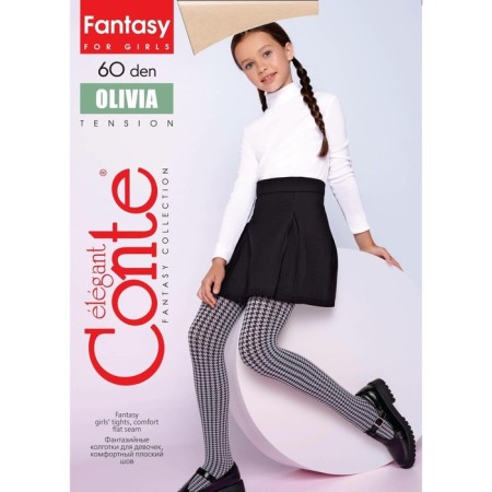 Колготки детские в «гусиную лапку» Conte Elegant Olivia, рост 146-152 см, цвет grafit-2