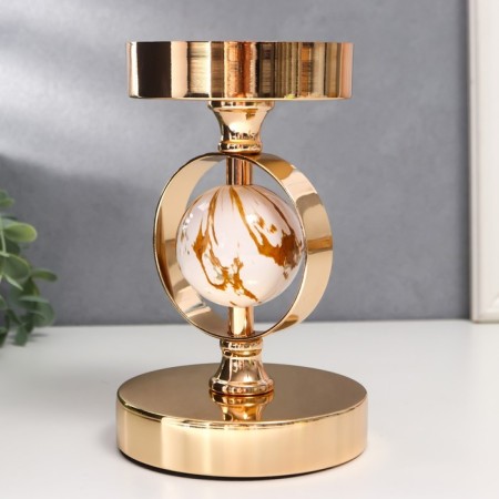 Summary Metal for 1 candle "White Marble Ball in the field" Gold 18.5x12x12 cm-3
