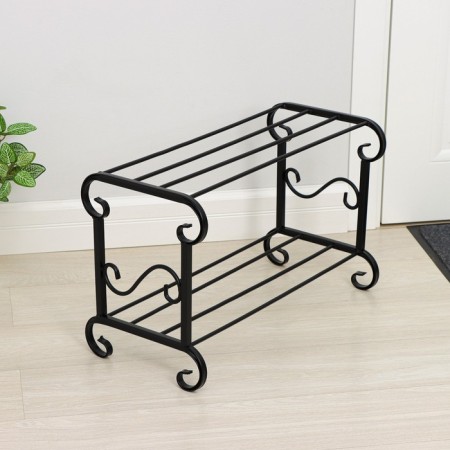 Standard shoe stand, 2 tiers, 60 × 30 × 40 cm, black color, mix-2
