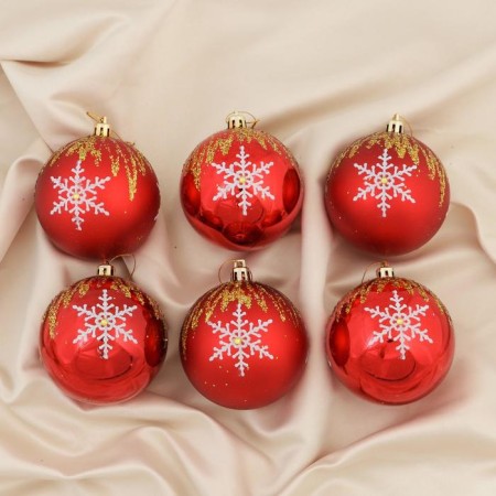 Set of balls plastic D-8 cm, 6 pcs "gerda" red