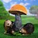 Garden Figure "Mushroom Sunser with Hedgehogs" 27x37x37cm