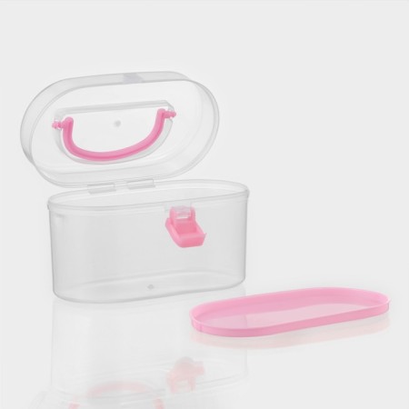 Organizer for storage with an insert, 12 × 7.5 × 7.5 cm, pink color-4