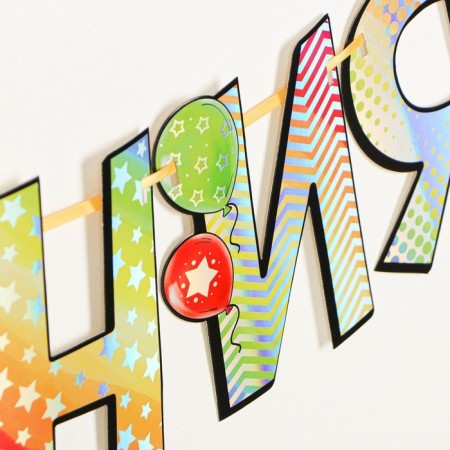 Garland holography on the tape "Happy Birthday", balls, length 150 cm-5