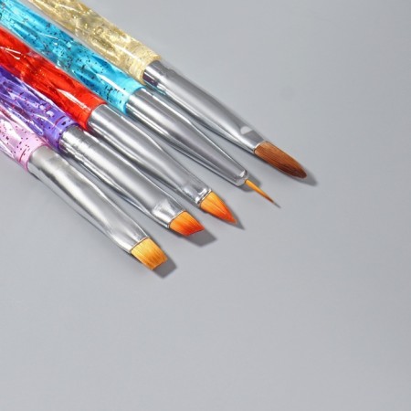 A set of brushes for building and design of nails, 5 pcs, 18 cm, multi -colored-1