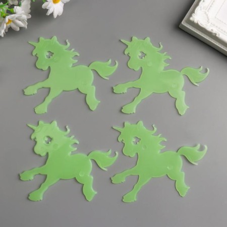 Plastic sticker phosphorus "unicorns" set of 4pcs mix 17x12 cm-1