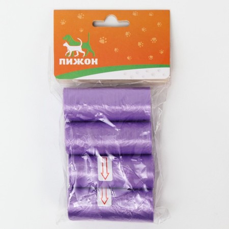 Packets for cleaning dogs are plain (4 rolls of 15 packages 29x21 cm), purple-2
