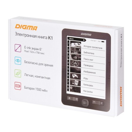 Digma K1, 6 "E-Ink, HD, 1024x758, 600 MHz, 4 GB, Micro SDHC, Gray.-7