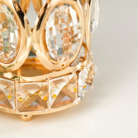 Summary metal, glass for 1 candle "ovals and squares" gold 13.2x9x9 cm-3