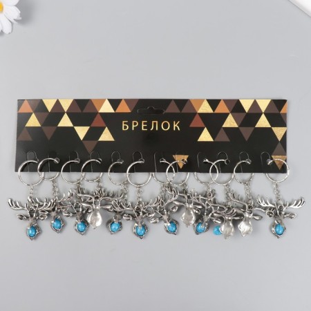 Trick Metal "Deer with turquoise pebble" silver 4x4.8 cm-4