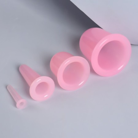A set of vacuum cans for massage, silicone, d 7/5.5/3.9/1.6 cm, 4 pcs, pink color-2