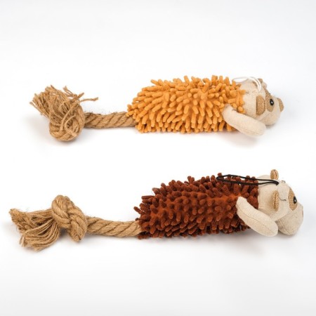 Soft toy for dogs "dog" with a squeak and a rope, 39 x 11 cm, brown-1