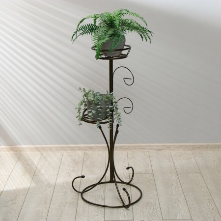 Flowers stand, floor, collapsible, 2 pots, d = 18 cm, bronze-2