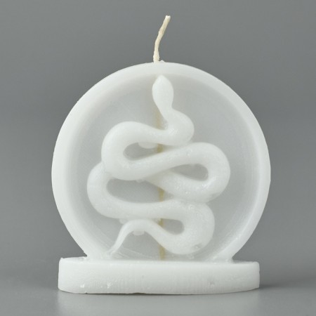 Interior candle "Snake in a circle", white, 66 x 69 x 27-4
