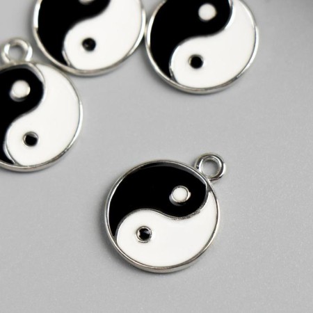 Decor for creativity Metal, enamel "Yin-Yang" silver 2.2x1.8 cm