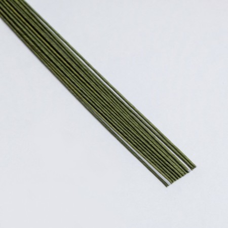 Floristic wire in a green braid paper braid, length 36 cm, 1.2 mm, set 20 pcs-1