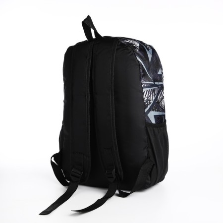 School backpack from textiles on lightning, 3 pockets, black color-3