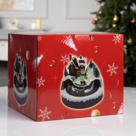 LED figure "Train and Snowman" 20 × 20 × 16 cm, polystone, AAX3 batteries (not complete), USB, glow warm white-8