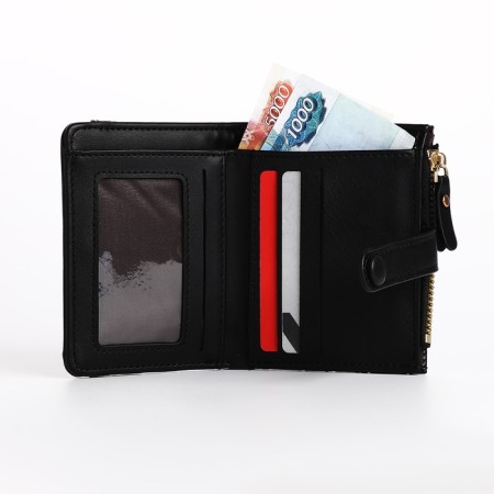 Women's wallet on the button, black color-5