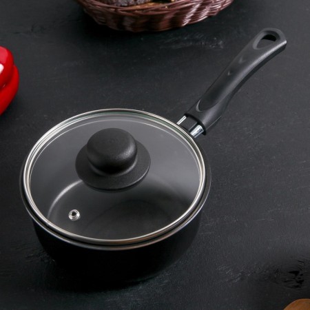 Bucket Consul d = 16 cm, 1.2 l, glass cover, plastic handle, anti -stick coating, black color-5