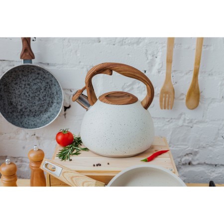 A kettle with a stainless steel whistle Magistro Stone, 2.7 L, Soft-Touch pen, induction, beige color-6