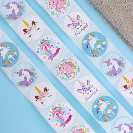 Stickers in the roll "Unicorn", 500 pcs, 2.5 x 2.5 cm-3
