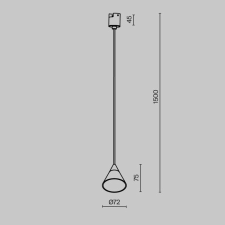 Technical TR166-1-7W3K-M-B CONO, 1700x70x75 mm, LED, 7W, 310LM, 3000K, 3000K, Black Color black-8