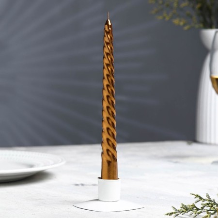 A set of candles of twisted, 1.9x 20 cm, 6 pieces, coffee-gold metallic-1