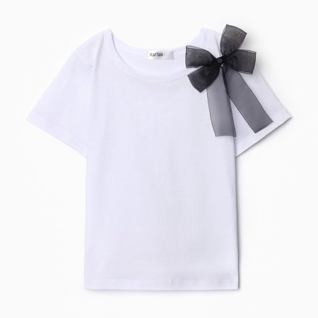 T-shirt Children's KAFTAN "Bow", p. 32 (110-116 cm), white/black