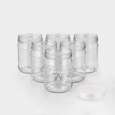 A set of glass cans with a silver polymer lid, TO-82 mm, 450 ml, 6 pcs.-1