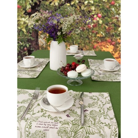 Kit kitchen tablecloth, shakespeare stands, size 110x140 cm, 35x45 cm - 4 pcs, flowers, green-1