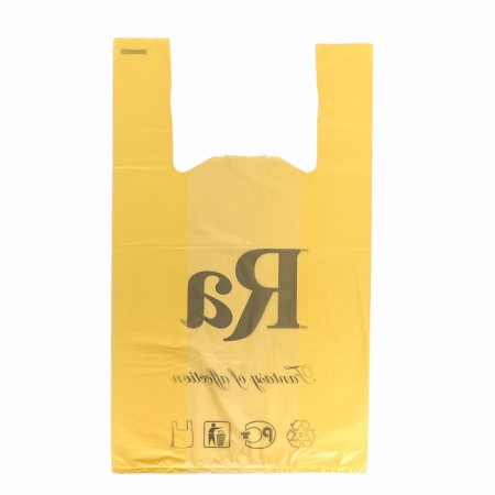 Package Polyethylene T -shirt 30 + 16 x 53 cm, 18 μm, yellow "Ra"-1