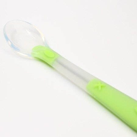 Spoon for nursery for feeding silicone, from 5 months, green color-2