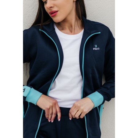 Female sports suit, size 50, dark blue color, turquoise-11