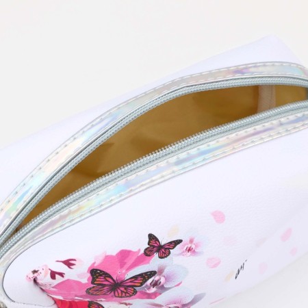 Cosmetic bag with lightning, white/pink color-2