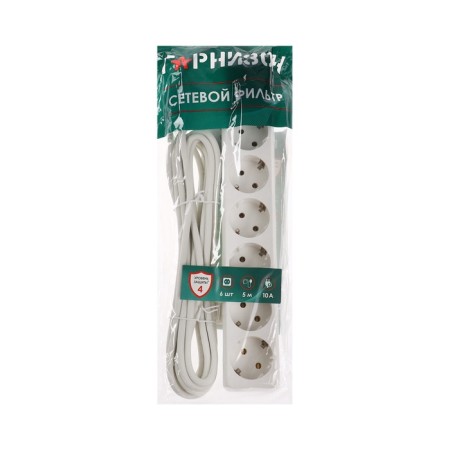 Network filter "Garrison", 6 outlets, 5 m, 10 a, 2200 watts, with salary, white-7