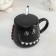 Ceramic mug with a lid and a spoon "Zubastik", 480 ml, color mix