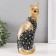 Souvenir Polystone "Cat with patterns, sits" gold with black 10.5x8x22 cm