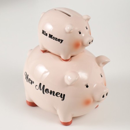 Piggy bank ceramics "Two pigs - pyramid" 19.5x12x18.8 cm-4