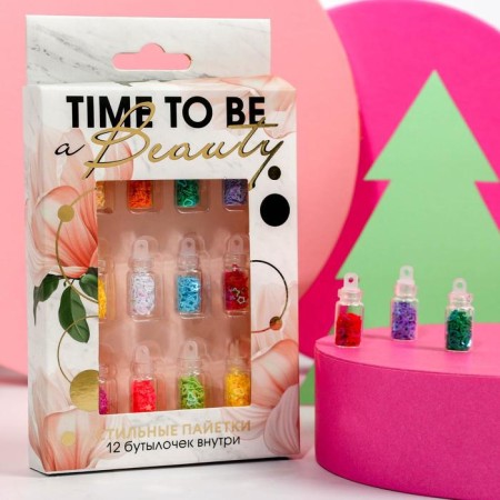 A set of sequins for nail decor Time to be Beauty, 12 colors